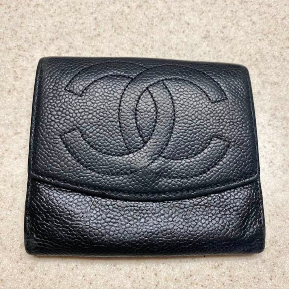 SOLD on Mercari! Auth. Vintage Chanel Caviar Bifold Small Wallet Made in Italy